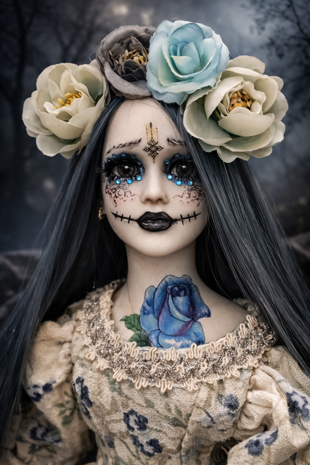 Sharima Santa Muerte pezzo unico in porcellana 