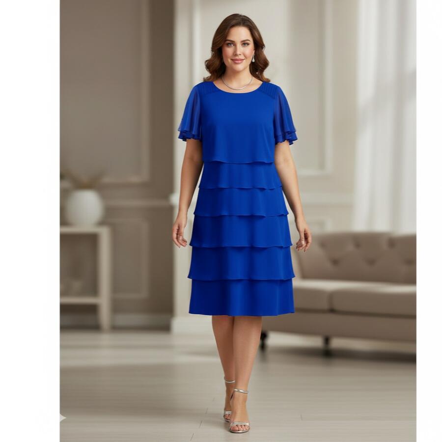 Abito taglia comoda a 6 balze in maglina tecnica elastica 4-0165