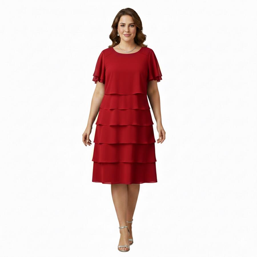 Abito taglia comoda a 6 balze in maglina tecnica elastica 4-0165