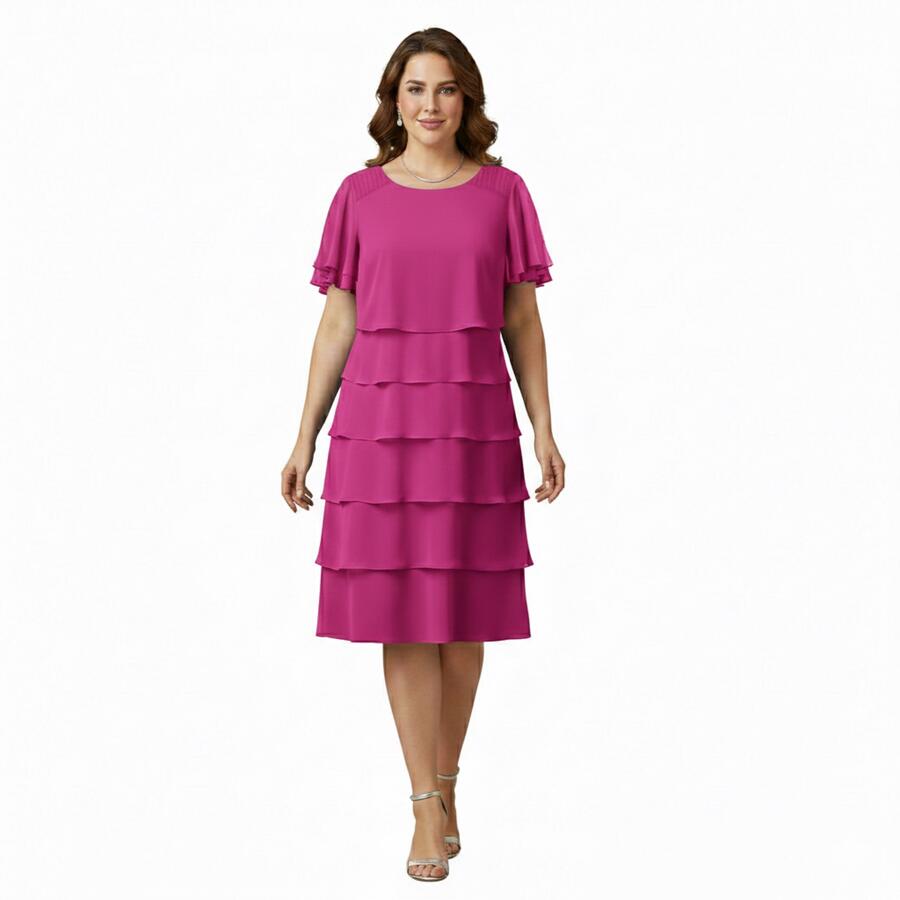 Abito taglia comoda a 6 balze in maglina tecnica elastica 4-0165