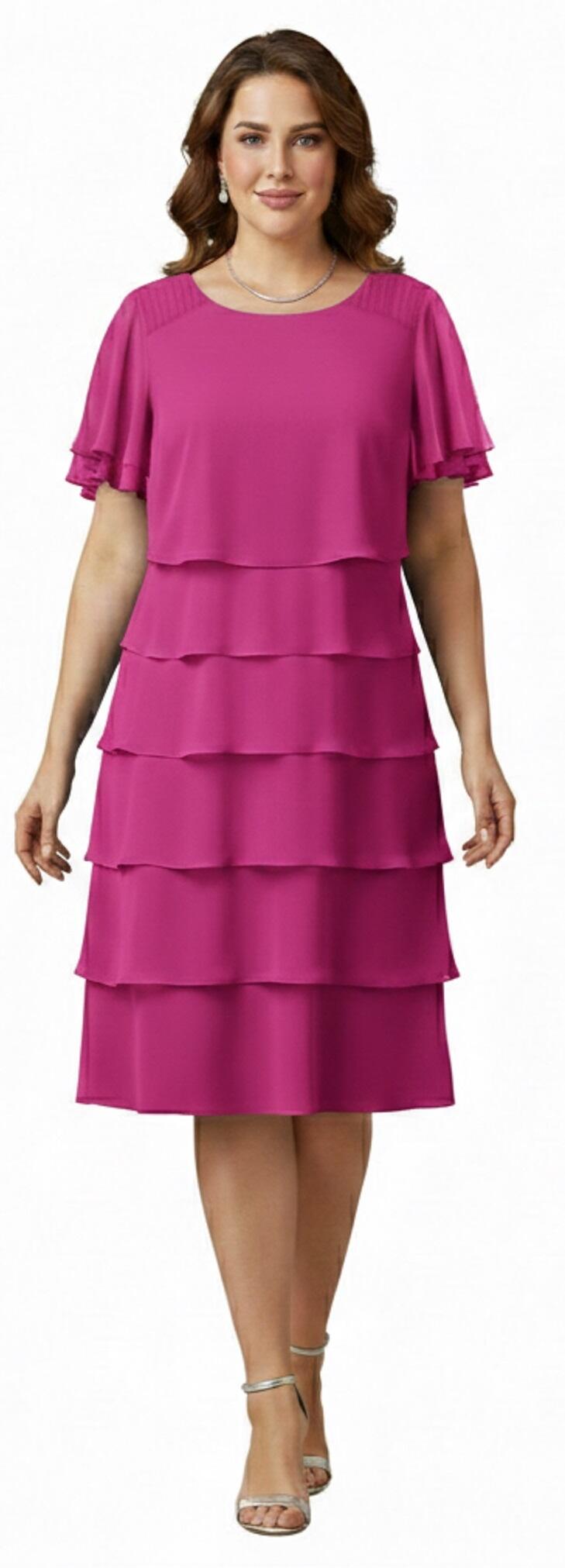 Abito taglia comoda a 6 balze in maglina tecnica elastica 4-0165