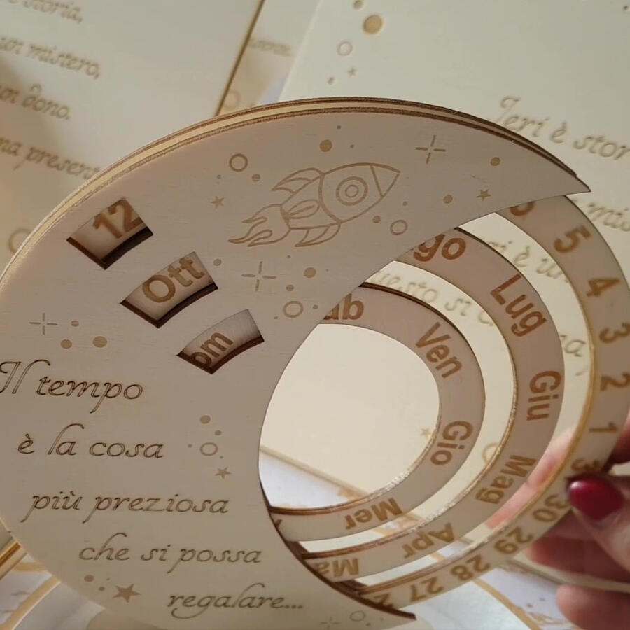 Calendario perpetuo 12cm legno disegno pieno