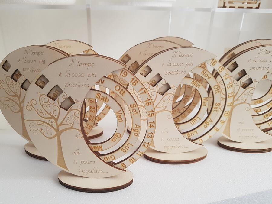 Calendario perpetuo 12cm legno disegno pieno