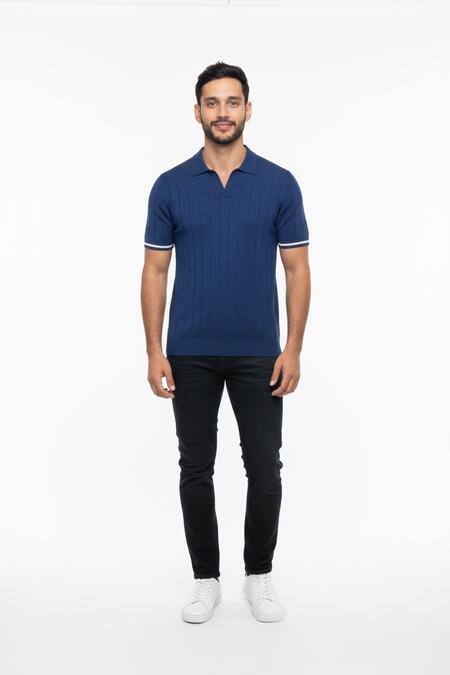 Over-d Polo Scollo Derby Blu
