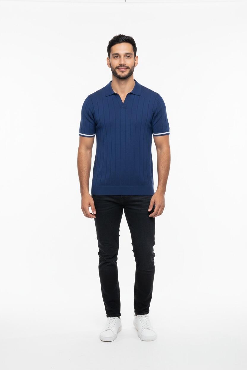 Over-d Polo Scollo Derby Blu