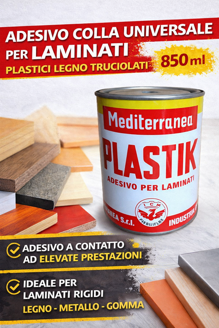 Adesivo Colla Universale per Laminati Plastici Legno Truciolati 850 ml