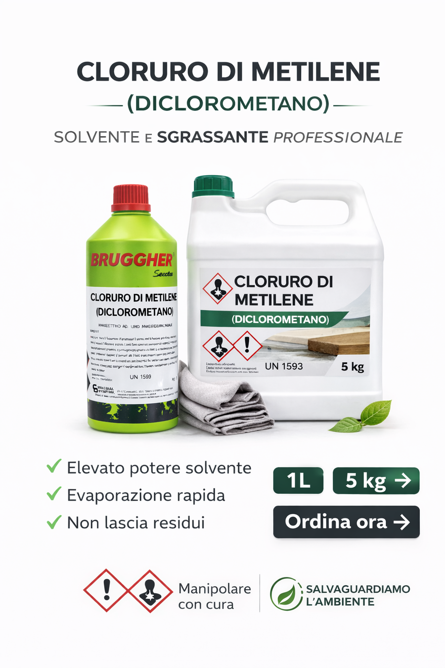 Cloruro di Metilene Solvente, Sgrassante per Pulizia