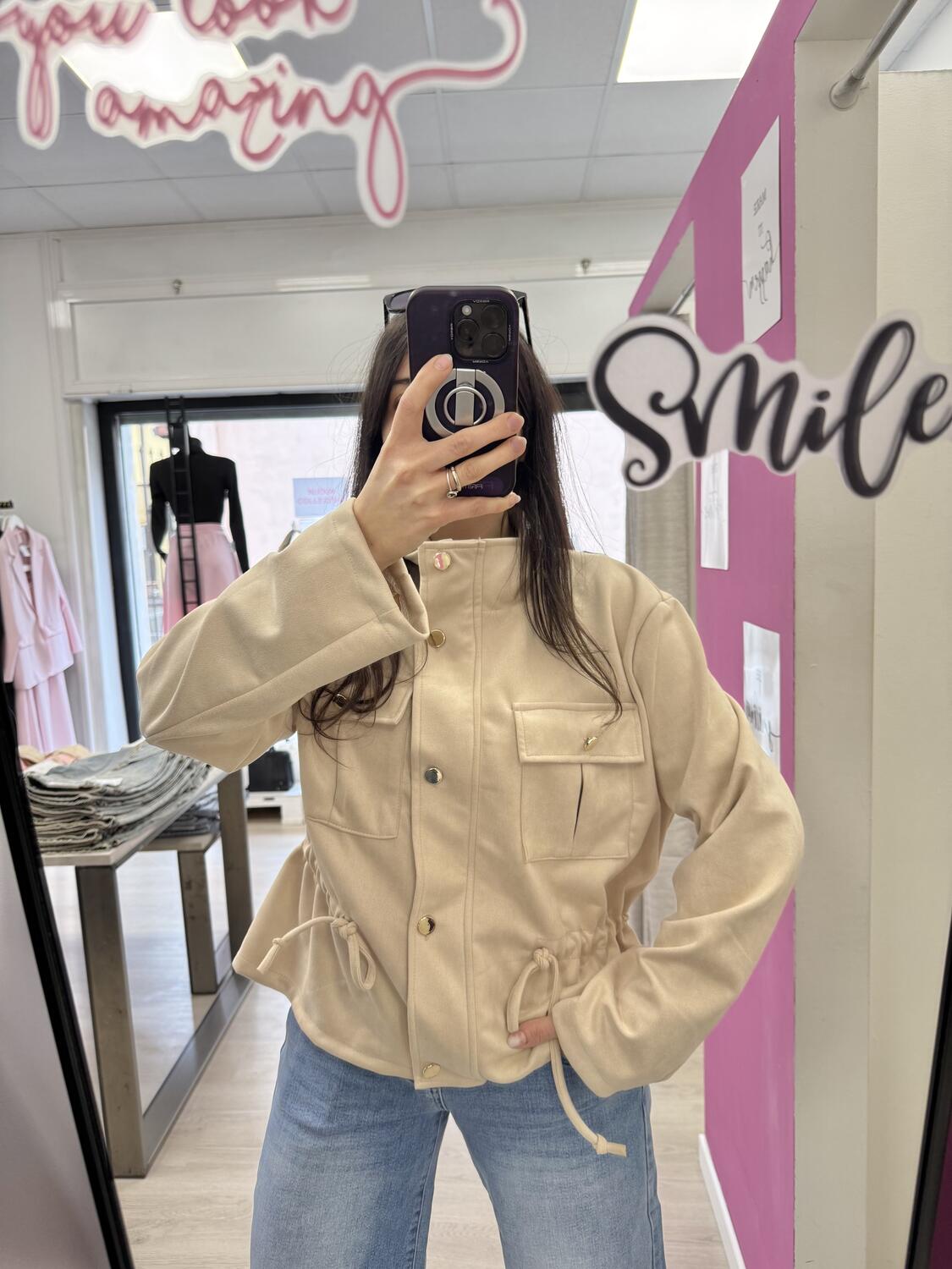 NOVITÀ Giacca scamosciata con coulisse