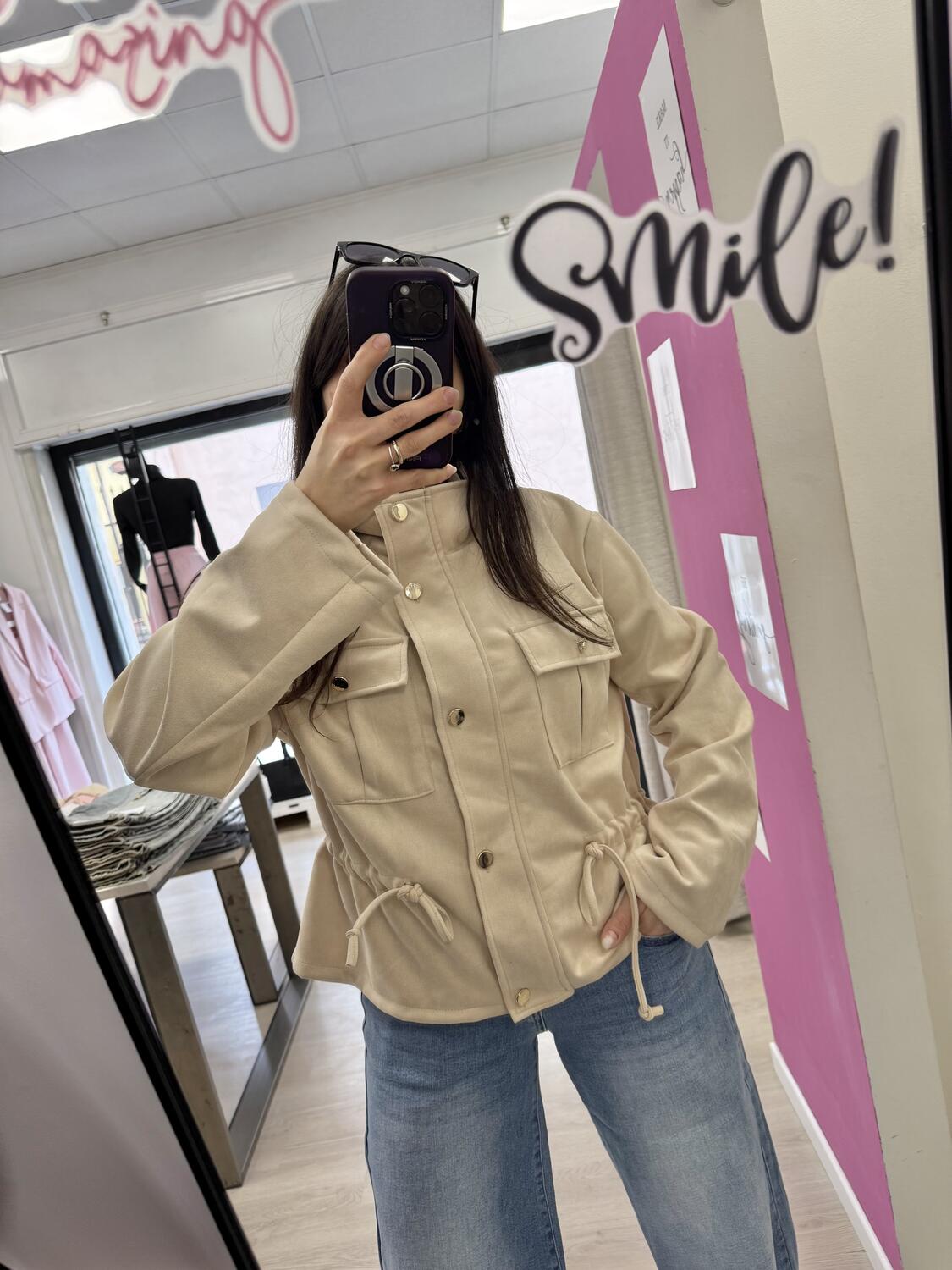 NOVITÀ Giacca scamosciata con coulisse