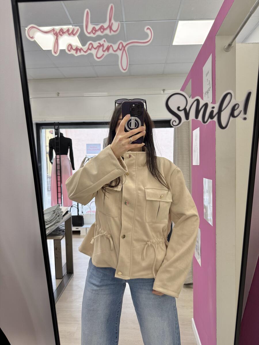 NOVITÀ Giacca scamosciata con coulisse