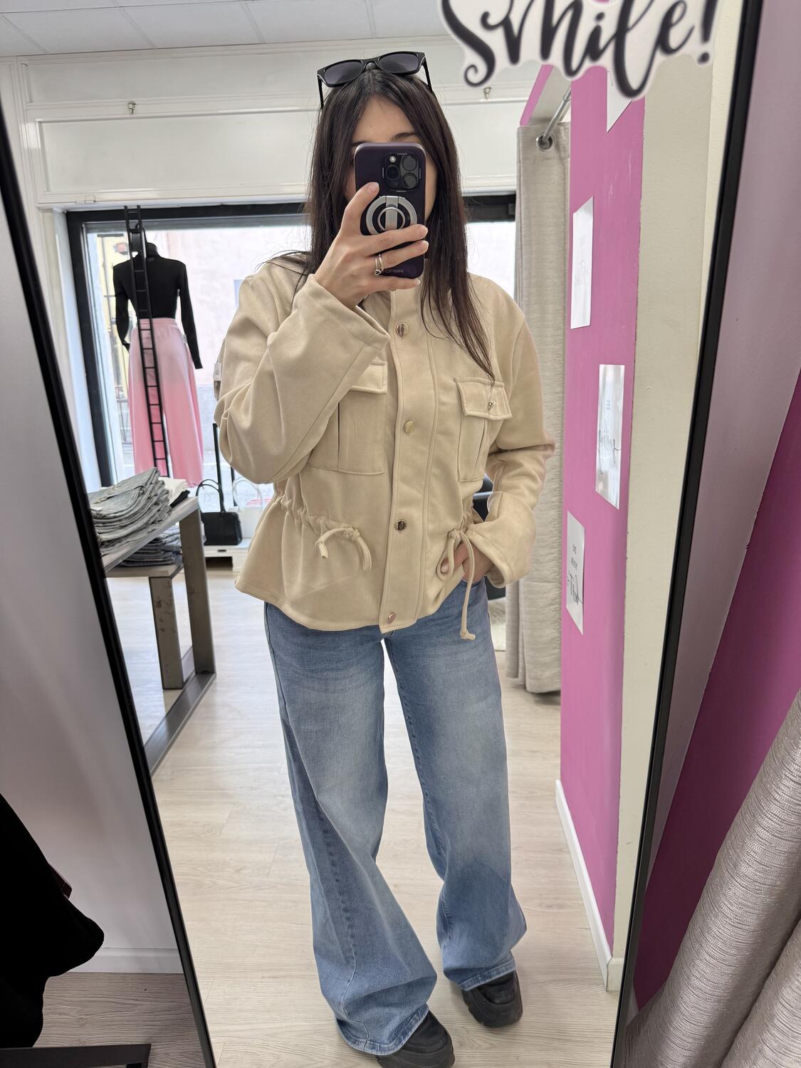 NOVITÀ Giacca scamosciata con coulisse