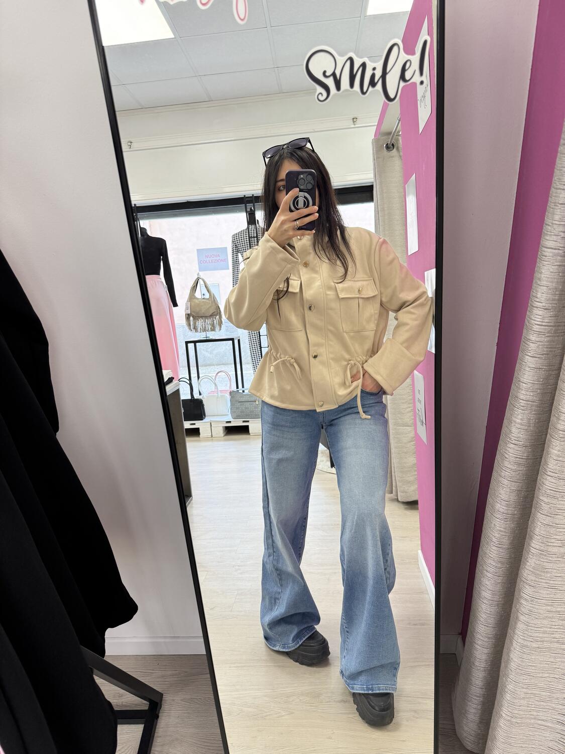 NOVITÀ Giacca scamosciata con coulisse