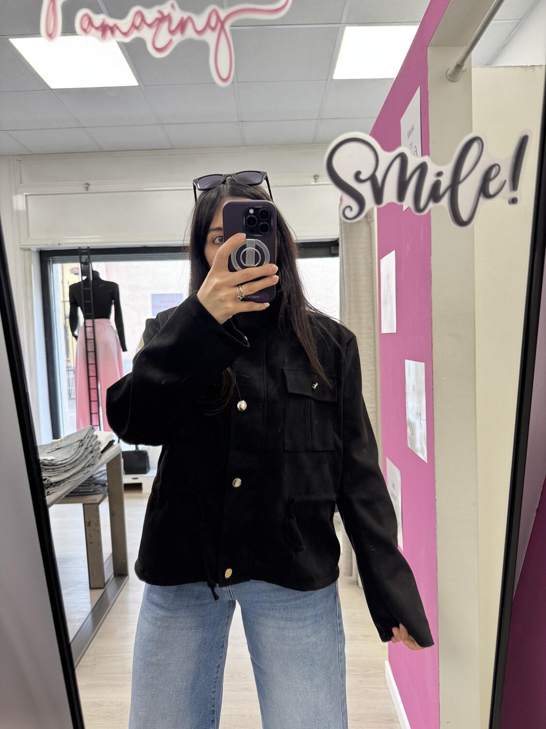 NOVITÀ Giacca scamosciata con coulisse