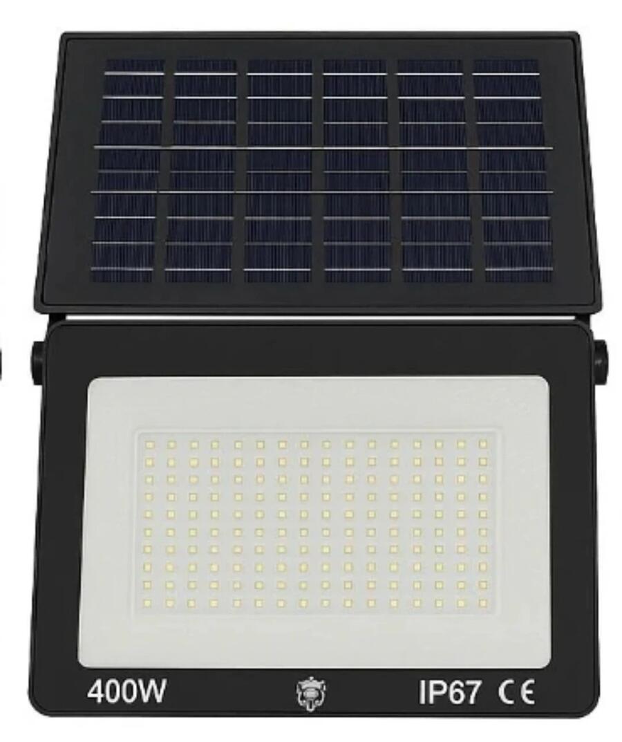 FARO 400W SOLARE PIEGHEVOLE FOTOVOLTAICO SLIM FARETTO LED CREPUSCOLARE IP67