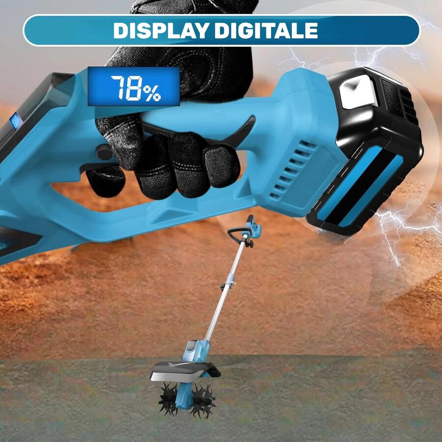 Elettrozappa Coltivatore Zappatrice Motozappa Motocoltivatore Con 2 Batterie 48V