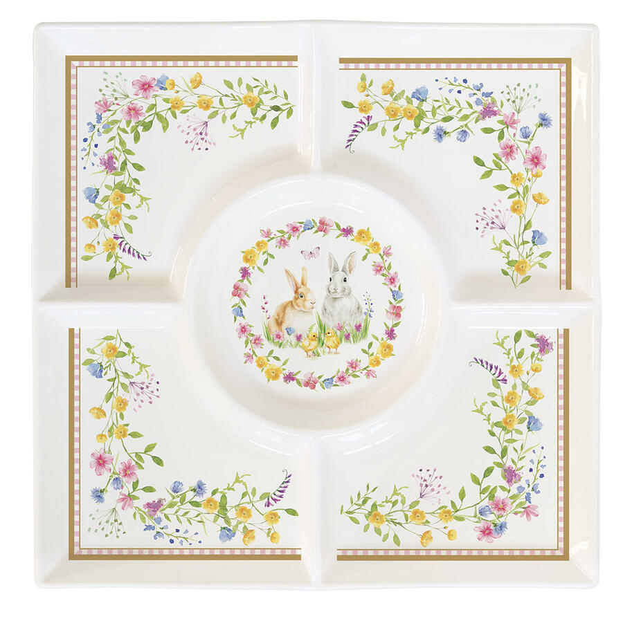 Easy Life – Piatto aperitivo a scomparti in porcellana “Easter” 25×25 cm in colour box