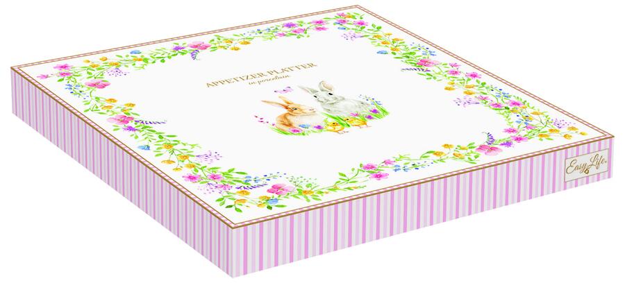 Easy Life – Piatto aperitivo a scomparti in porcellana “Easter” 25×25 cm in colour box