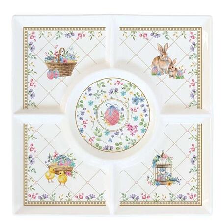 Easy Life – Piatto aperitivo a scomparti in porcellana “Spring Bloom” 25×25 cm in colour box