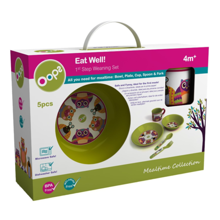 Set stoviglie per bambini 5 pezzi colore verde - Oops - 40004 - 4mesi+