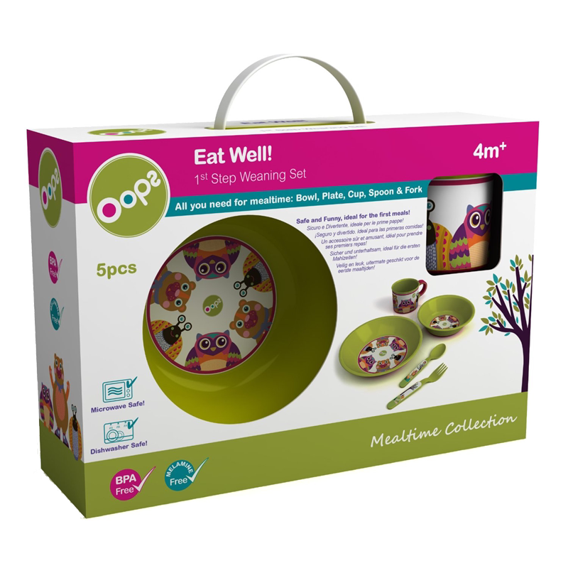 Set stoviglie per bambini 5 pezzi colore verde - Oops - 40004 - 4mesi+
