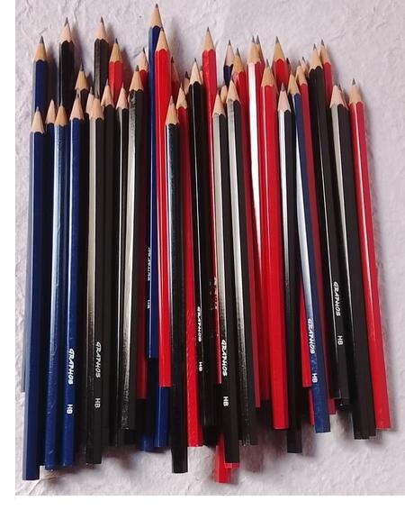 12 Matite Vintage Graphos HB - Tricolore (Nero/Blu/Rosso)