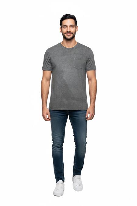 Over-d T-shirt Effetto Marmorizzato Grigio