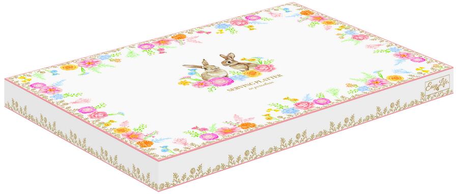 Easy Life - Piatto da portata in porcellana con coniglietti e decoro floreale