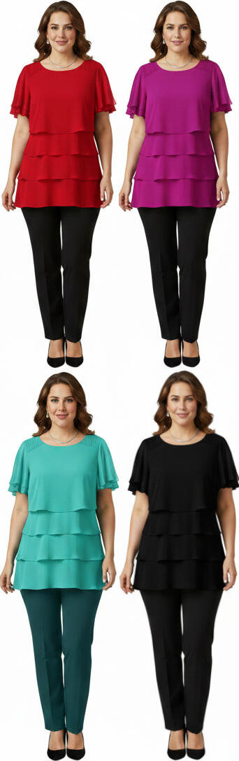 Maglia taglia comoda a 4 balze in maglina tecnica elastica 6-0052