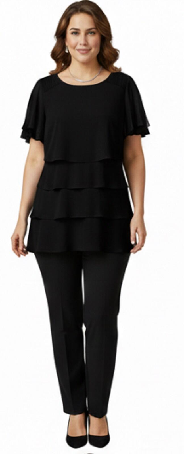 Maglia taglia comoda a 4 balze in maglina tecnica elastica 6-0052