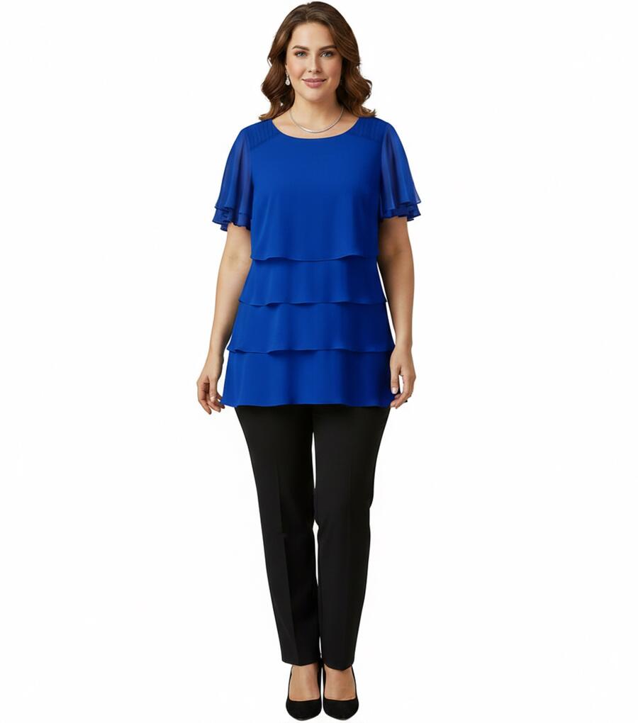 Maglia taglia comoda a 4 balze in maglina tecnica elastica 6-0052