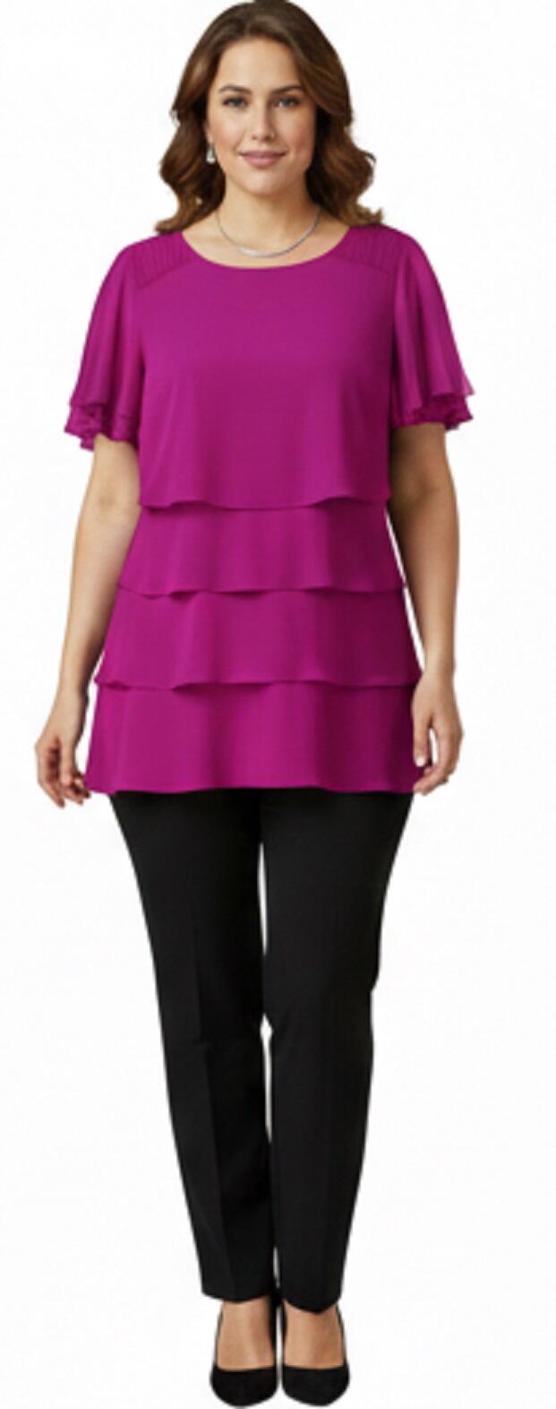 Maglia taglia comoda a 4 balze in maglina tecnica elastica 6-0052