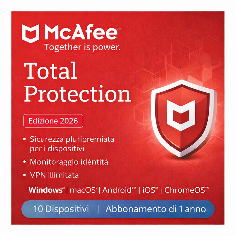McAfee Total Protection | 10 Dispositivi | 1 Anno