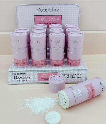 MOCMALLURE TALCO CON GLITTER + SPUGNA (MISS PINK) (Conf. da 12 pezzi)
