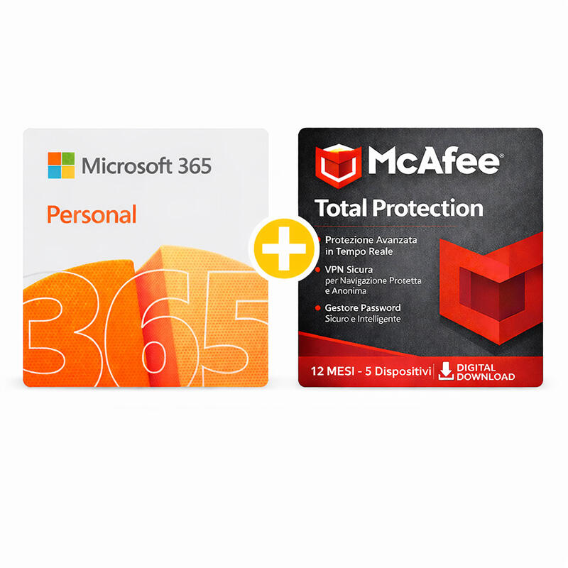 Microsoft Office 365 Personal | McAfee Total Protection 5 Dispositivi - 1 Anno