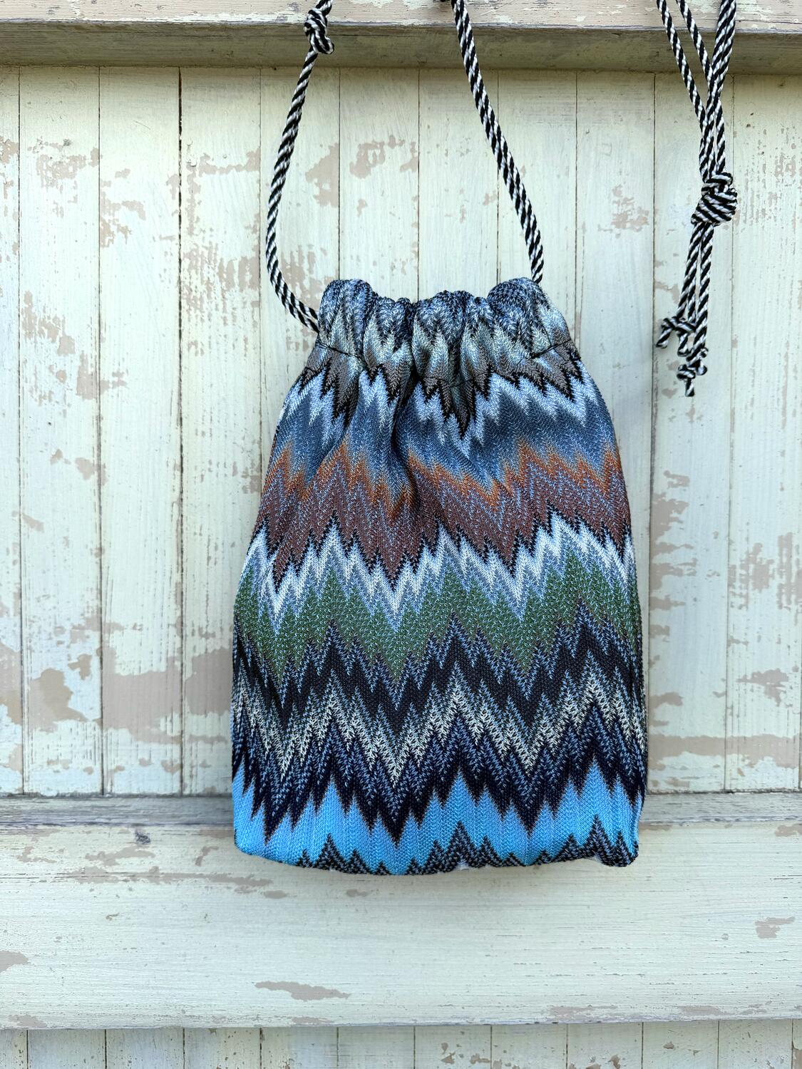 Secchiello  zig zag  sfumature blu