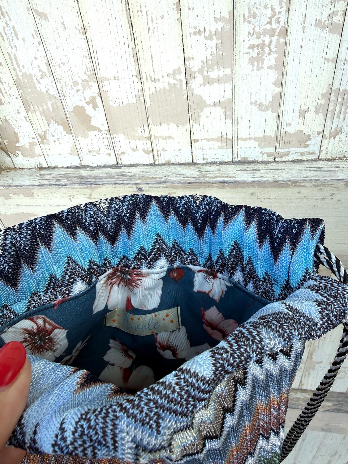 Secchiello  zig zag  sfumature blu