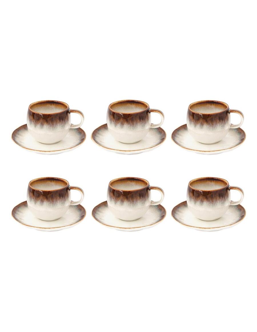 Easy life - Set 6 Tazzine Caffè con Piattino – Linea Nuances Marrone