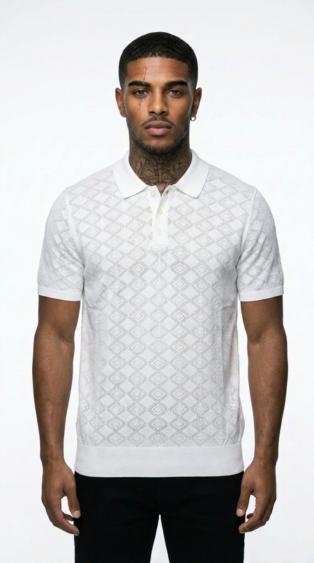 Gianni Lupo Polo Rombi Bianco