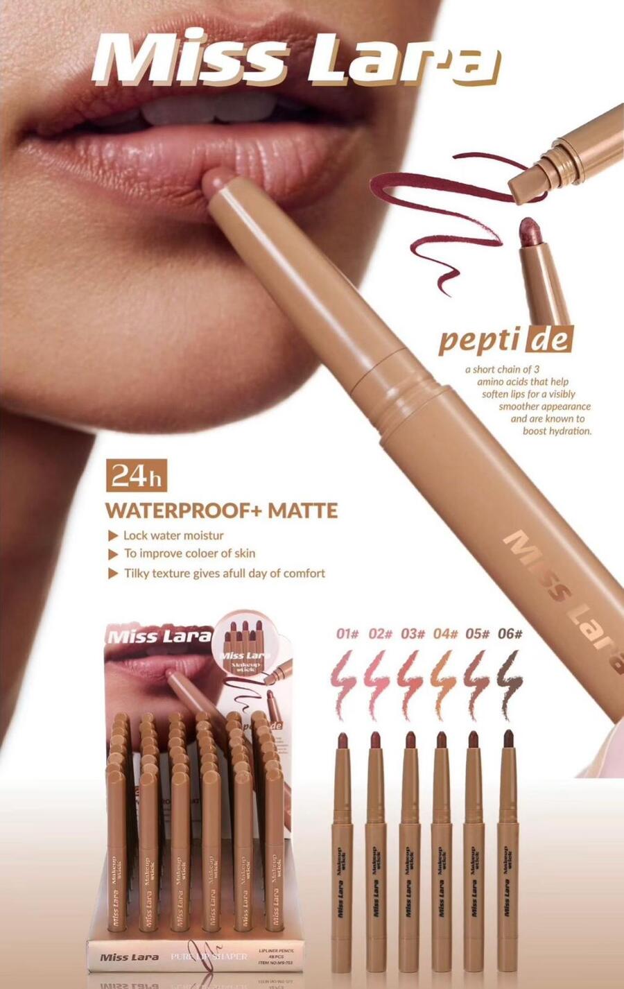 MISS LARA PURE LIP SHAPER WATERPROOF + MATTE (Conf. da 48 pezzi)