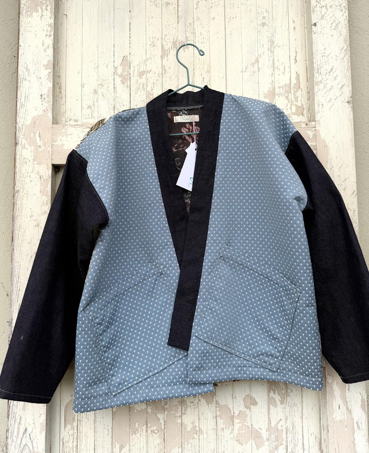 Kimono corto fiori e puntini 