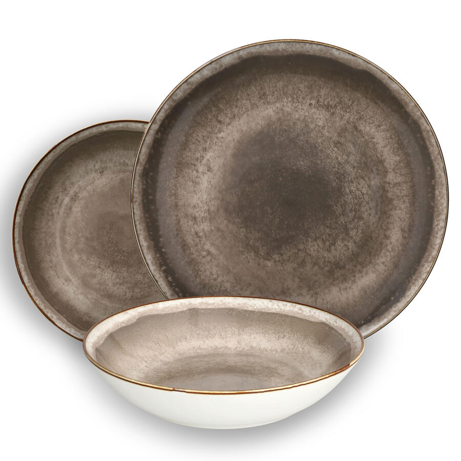 Tognana - Servizio Tavola 18 Pezzi in Porcellana “Moon Ibiza Grigio”