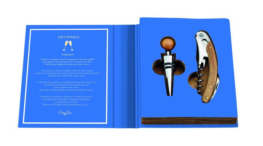 Easy Life - Set Vino Gift Novels – Cofanetto Libro con Cavatappi e Tappo Vino