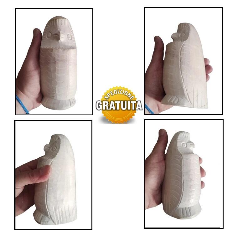 Set 3 Aquile in Pietra Saponaria Intagliate a Mano – Sculture Artigianali Uniche – H 15 cm