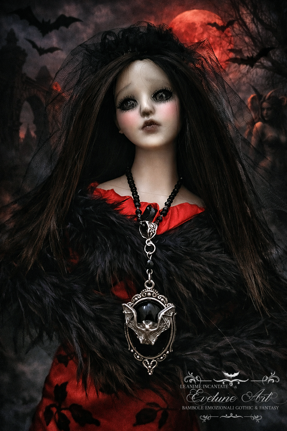 Eirisia Lilith Bambola Goth in porcellana