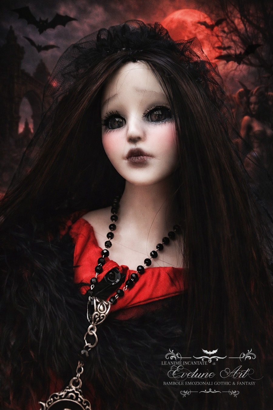 Eirisia Lilith Bambola Goth in porcellana