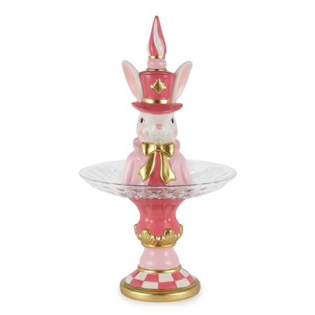 Henriette - Alzata in Vetro con Coniglio Ø25 cm – Decorazione Easter H43,5 cm