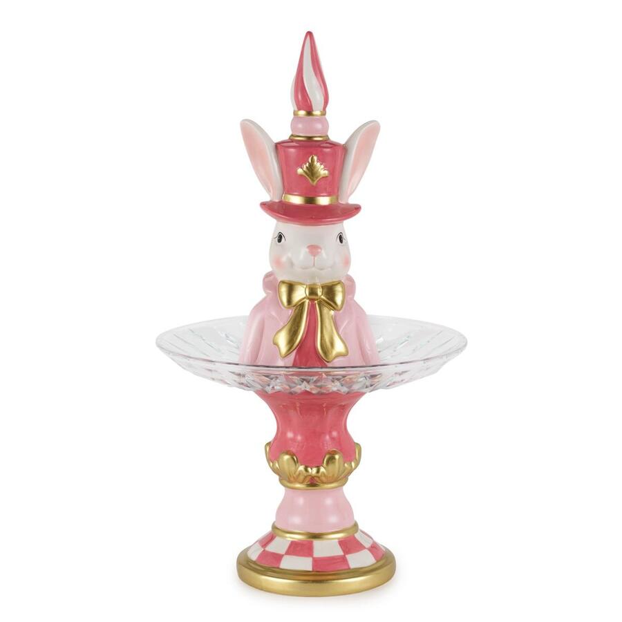 Henriette - Alzata in Vetro con Coniglio Ø25 cm – Decorazione Easter H43,5 cm