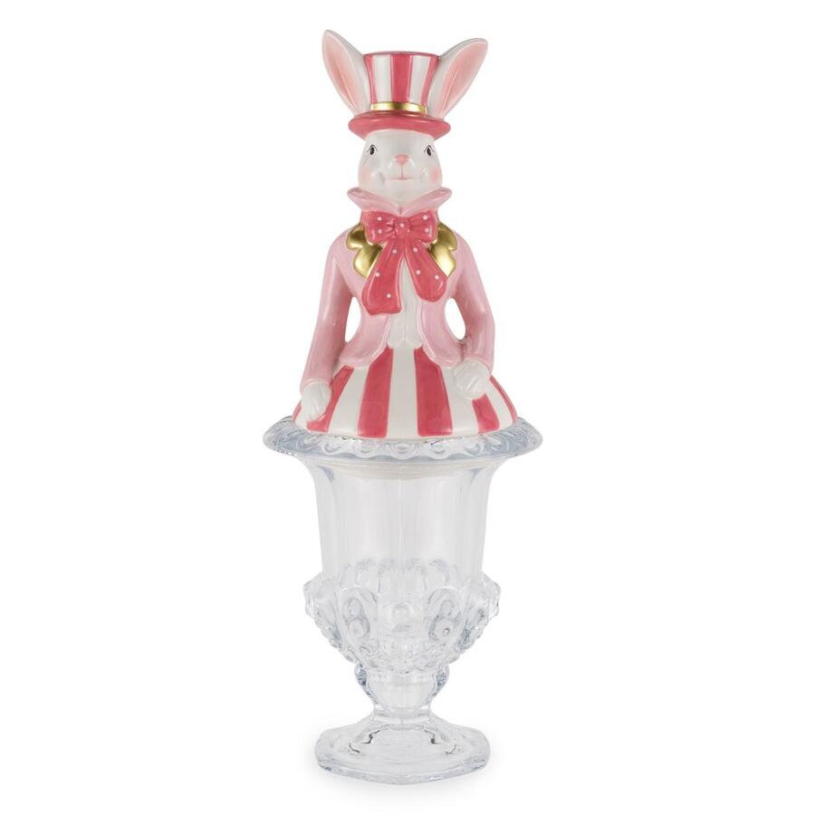 Henriette - Coppa in Vetro e Porcellana con Coniglio Ø16 cm – Barattolo Decorativo Easter H42 cm