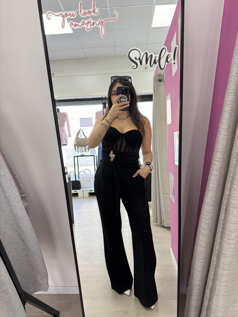 NOVITÀ Pantalone a zampa con dettaglio dorato 