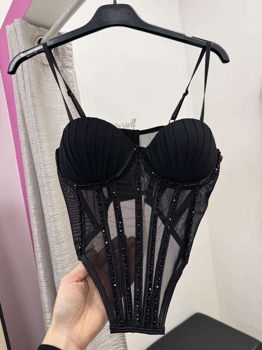 NOVITÀ Corsetto nero con applicazioni 